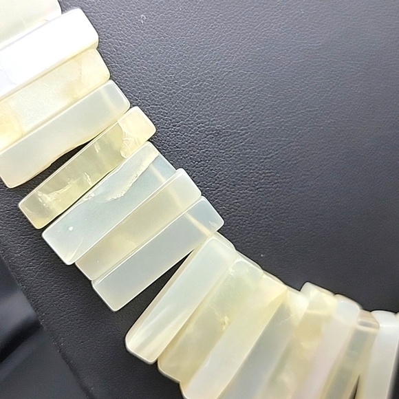 Flat Slab 830 Cts White Agate Natural Gemstone Beaded Necklace Handmade Beads - Picture 4 of 9